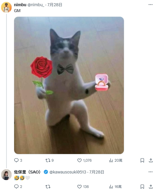 职场美女《佐保里SAO》可爱外貌爆红！就连伊隆马斯克都转贴她！