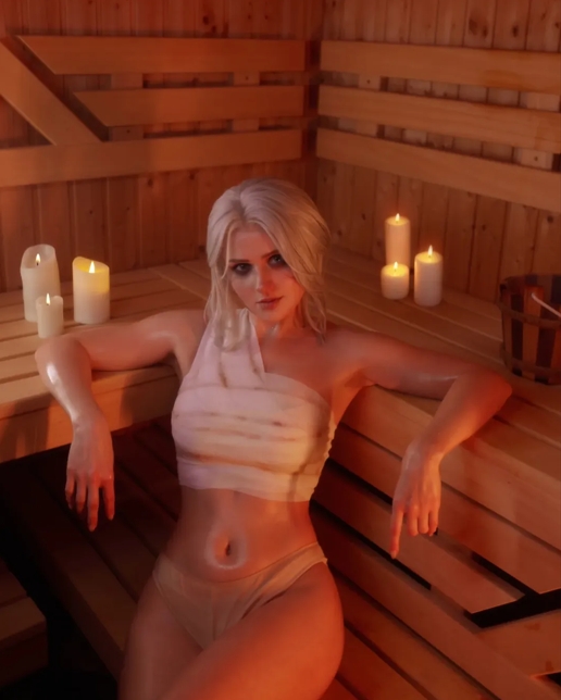 仙气不减！混血Coser《Kaddi》性感还原重现「巫师3」希里蒸桑拿！